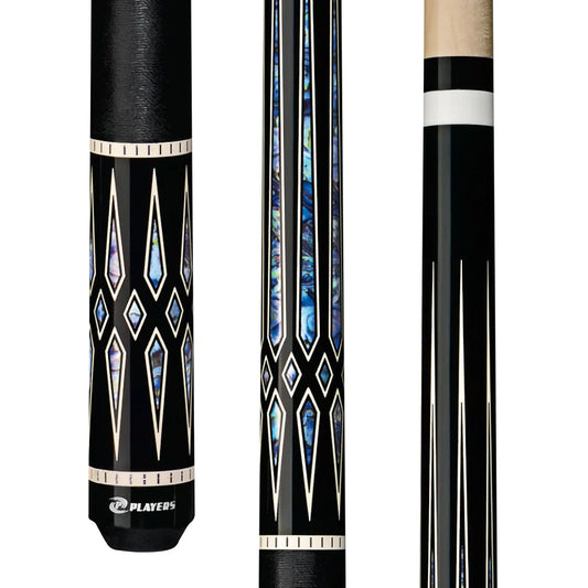 Players Black With Blue Recon Cue With Black Linen Wrap