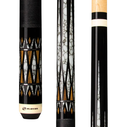 Players Black With White Recon Cue With Black Linen Wrap
