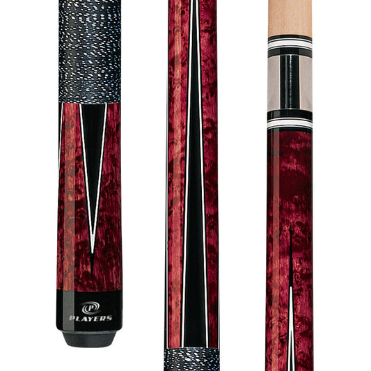 Players Crimson & Black Cue With Black/White Linen Wrap