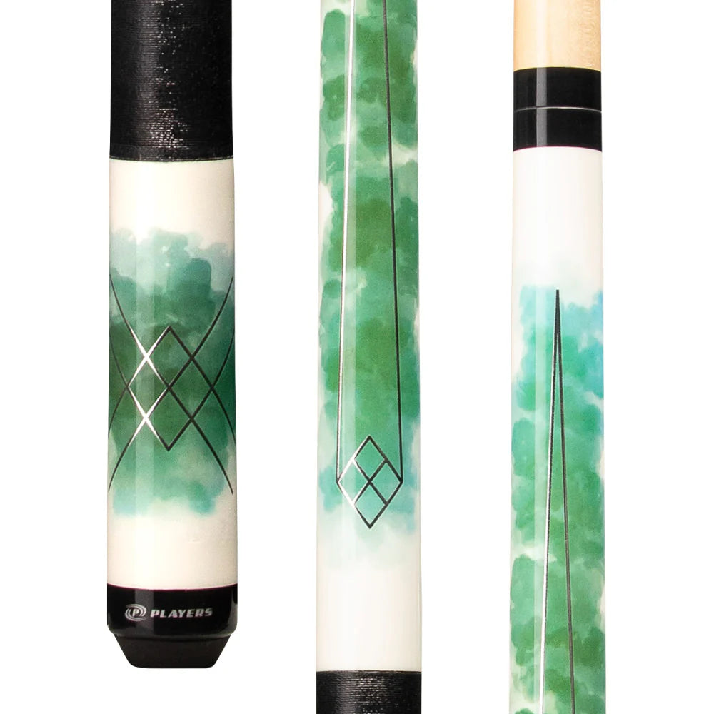 Players Green Watercolor Cue With Black Linen Wrap