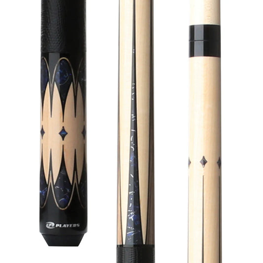 Players Natural Maple & Blue Stone Cue With Black Linen Wrap