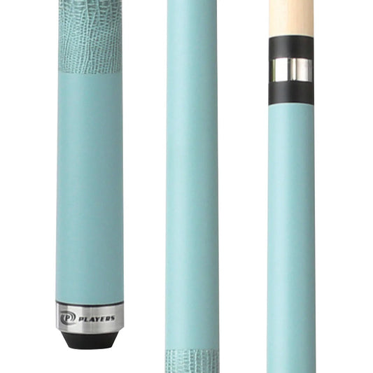 Players Sky Blue Matte Cue With Embossed Leather Wrap