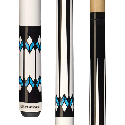 Players White With Blue Recon Cue With Black Linen Wrap