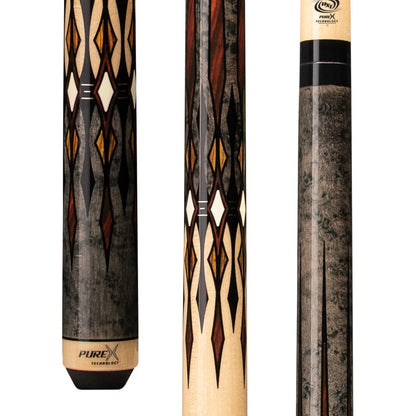 Pure X Grey Stained & Birdseye Maple With Cocobolo Wrapless Cue