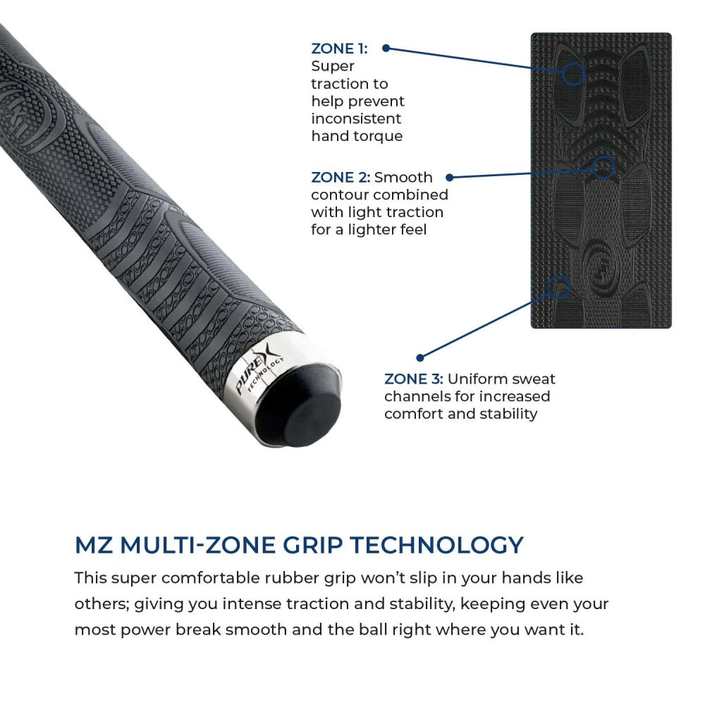 Pure X Grey Stained Curly Maple/Imitation Bone & Blue Recon Graphic With MZ Grip