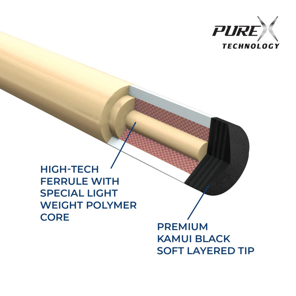 Pure X Natural Birdseye & Black With Blue Recon Wrapless Cue