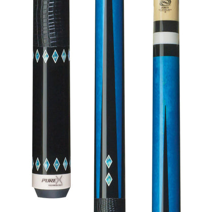 Pure X Teal Birdseye Maple Cue With Embossed Leather Wrap