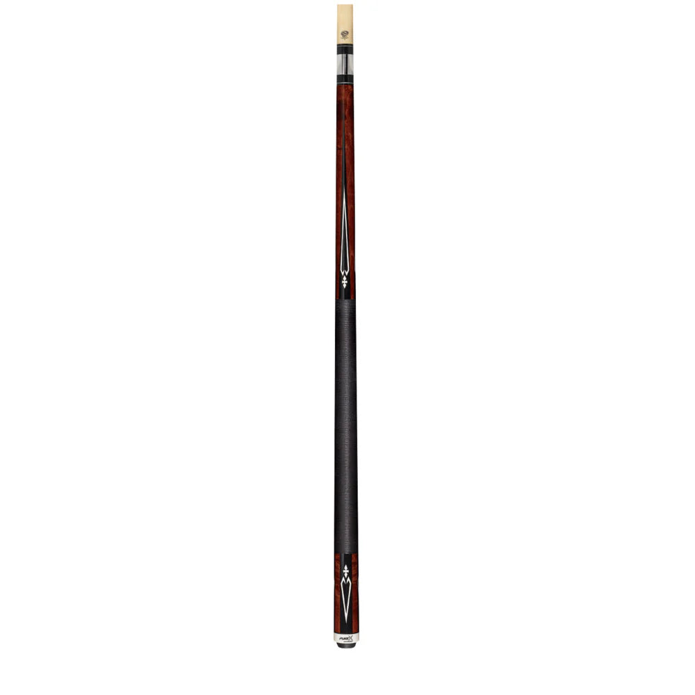 Pure X Walnut Stain Birdseye & Black/White Diamond Cue With Black Linen Wrap